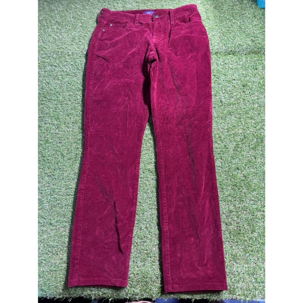 NYDJ ALINA Legging Corduroy Pants Burgundy Women Size 8